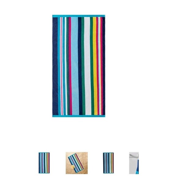 Better Homes & Gardens Oversized Cotton Blend Beach Towel Coastal Stripes Perkin - Picture 1 of 5